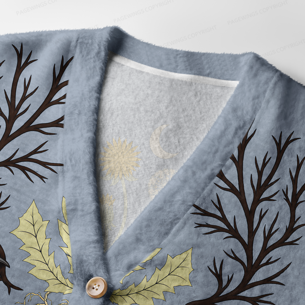 Pagewings Reading Crow Light Knit Unisex Cardigan Sweaters