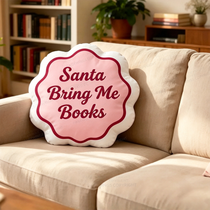 Pagewings Santa Bring Me Books Shaped Throw Pillow
