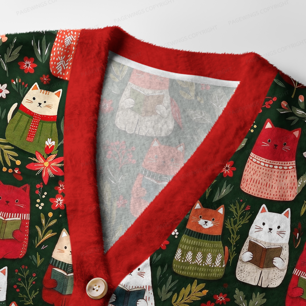 Pagewings Christmas reading Light Knit Unisex Cardigan Sweaters