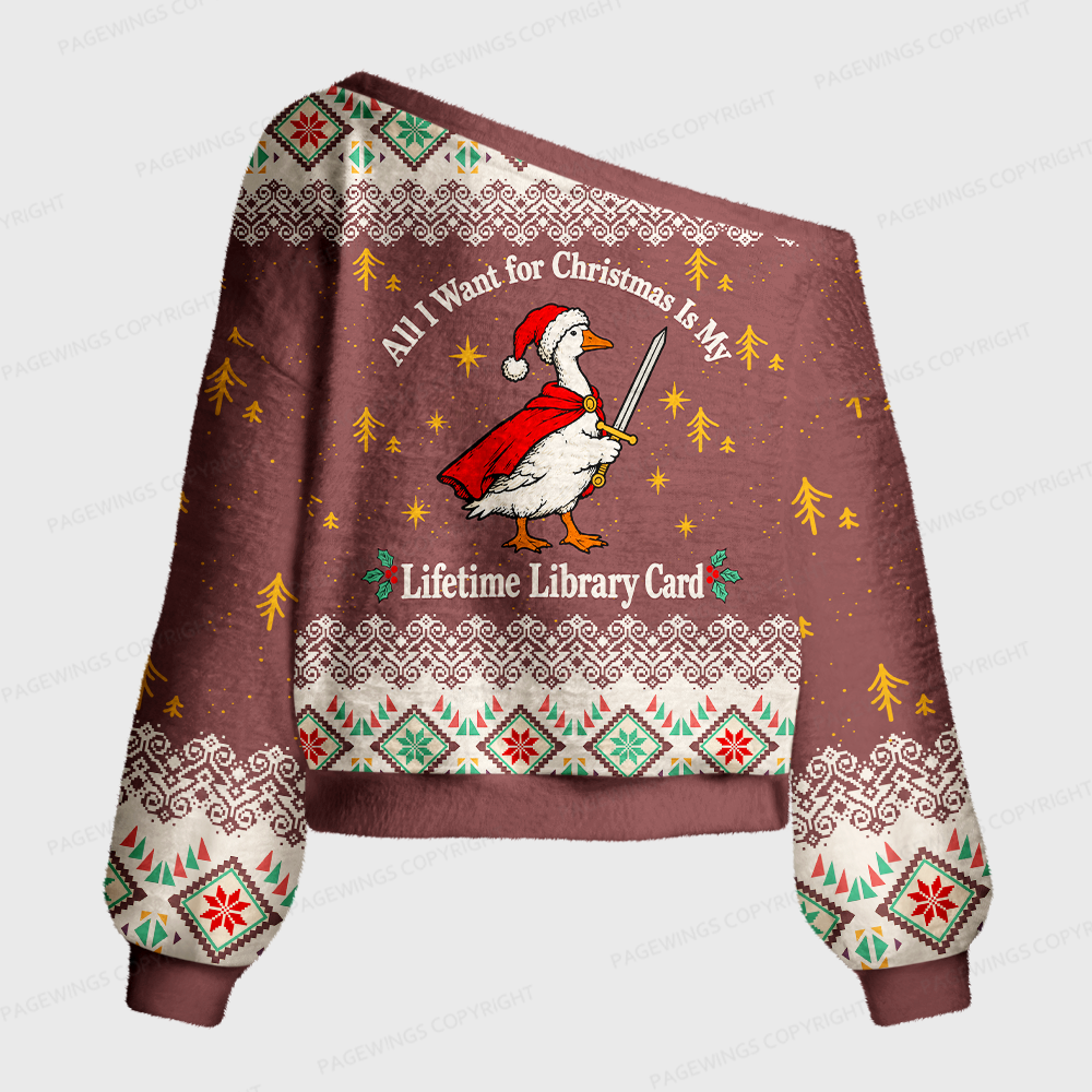 Pagewings Archangel Pigeon in Armor Off Shoulder Ugly Knit Sweater