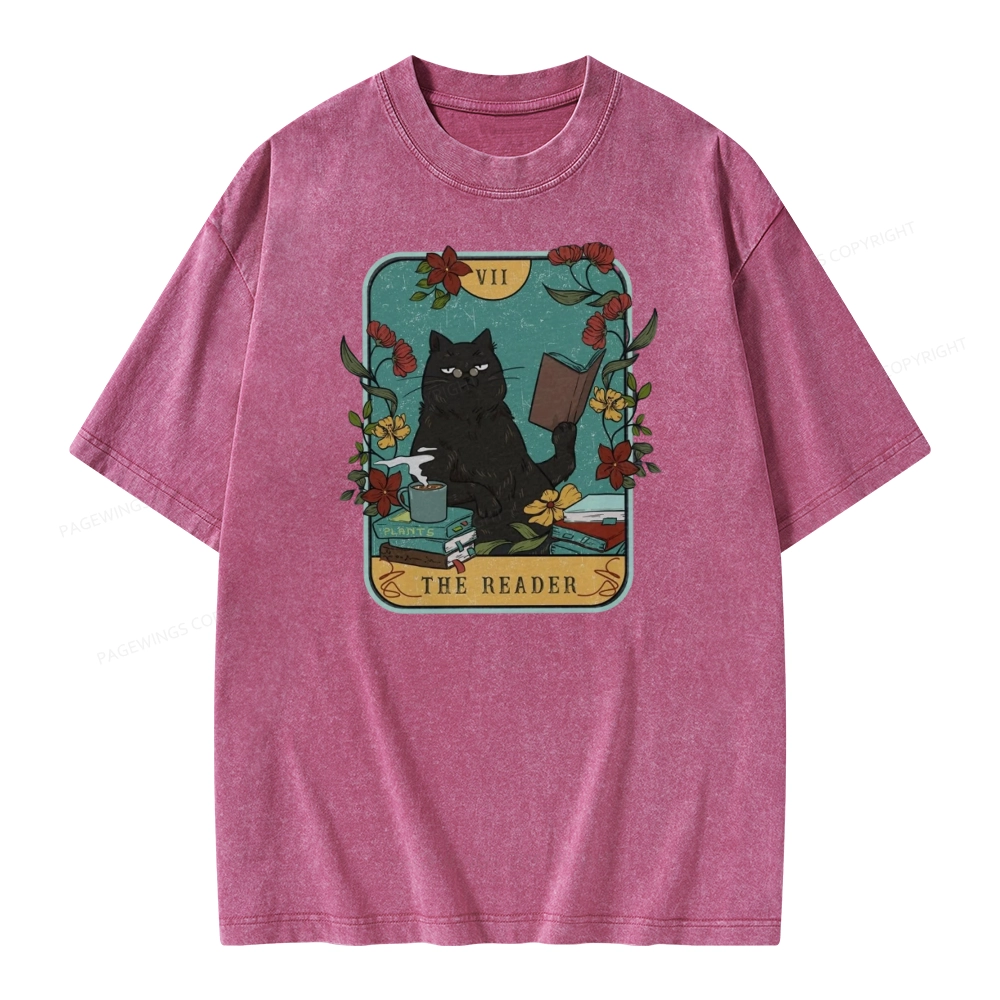 Pagewings The Reader Cat Unisex Washed T-shirt