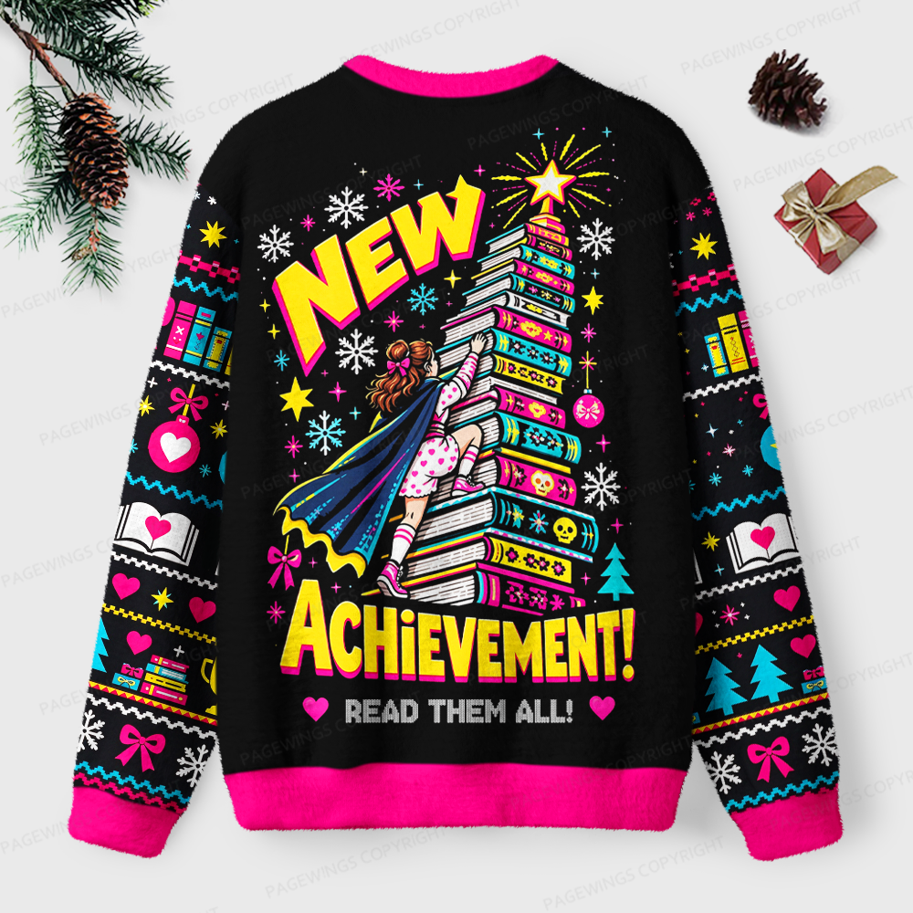 Pagewings New Achievement Read Them All Unisex Ugly Light Knit Sweatshirt
