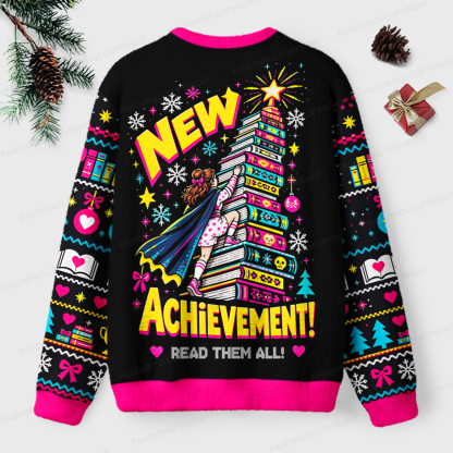 Pagewings New Achievement Read Them All Unisex Ugly Light Knit Sweatshirt