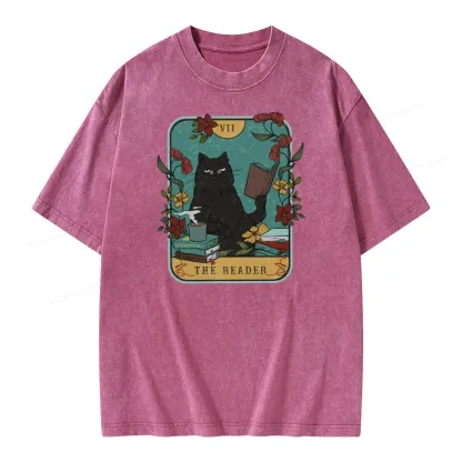 Pagewings The Reader Cat Unisex Washed T-shirt