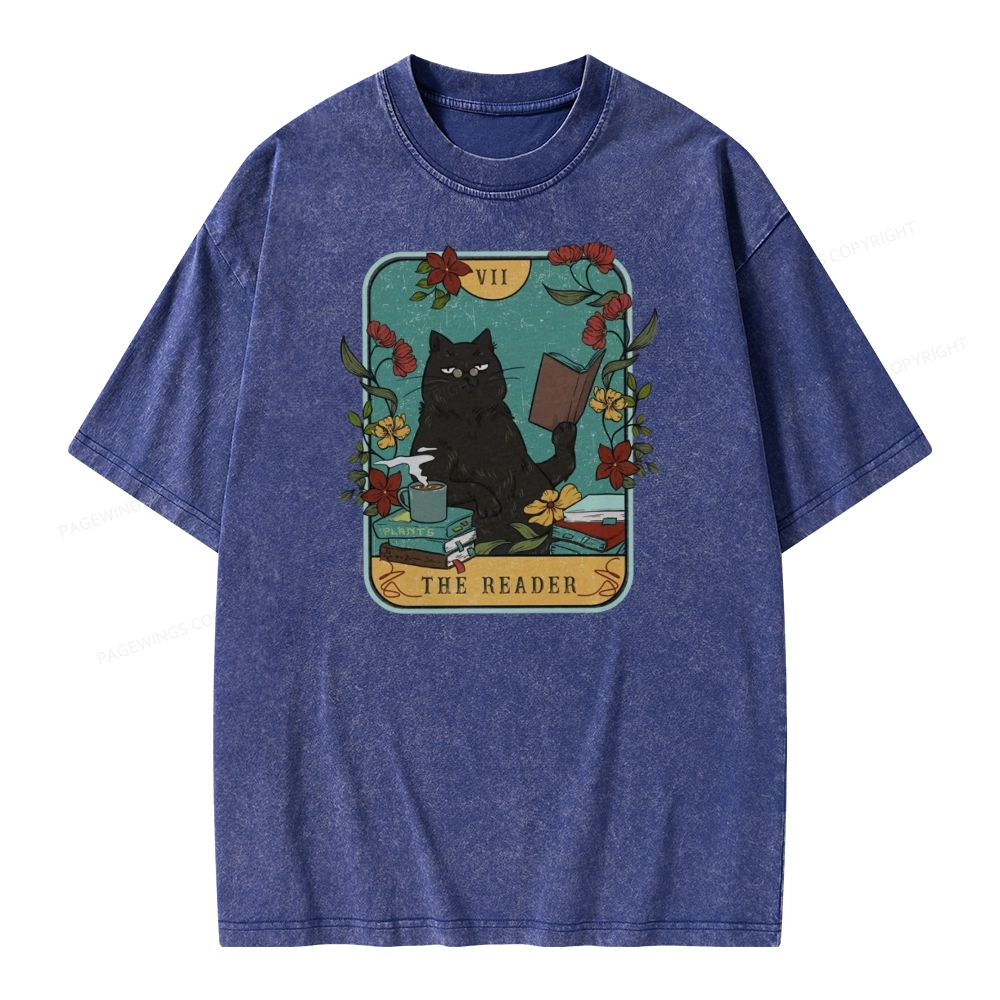 Pagewings The Reader Cat Unisex Washed T-shirt
