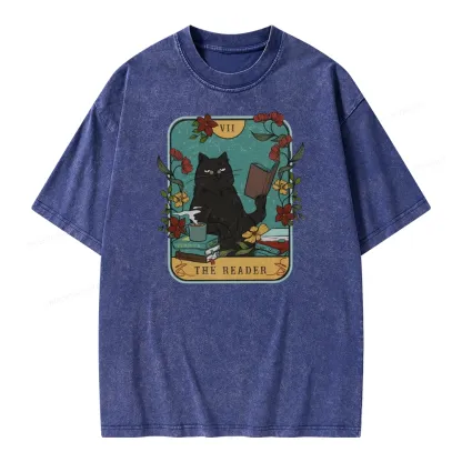 Pagewings The Reader Cat Unisex Washed T-shirt