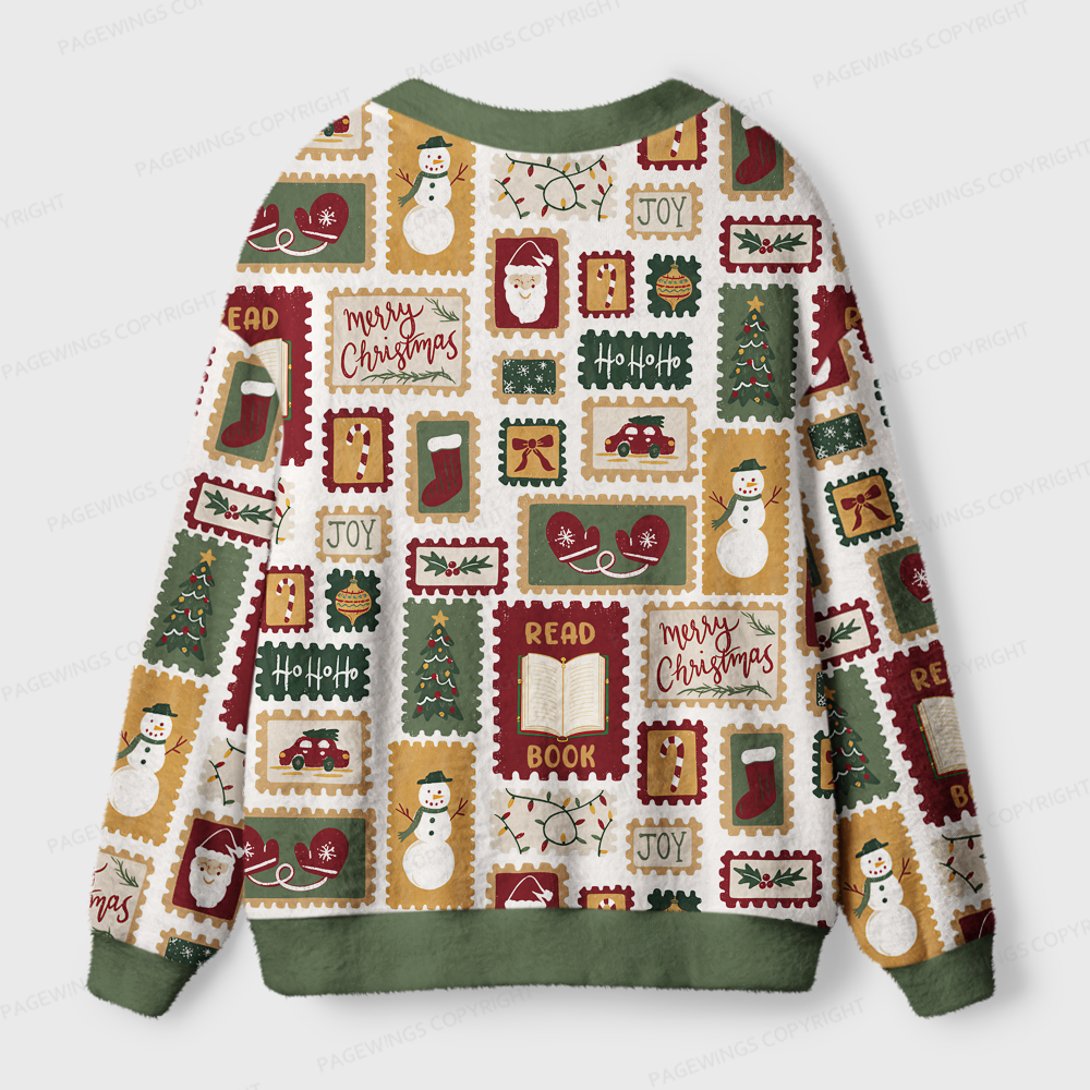 Pagewings Christmas Book Light Knit Unisex Cardigan Sweaters