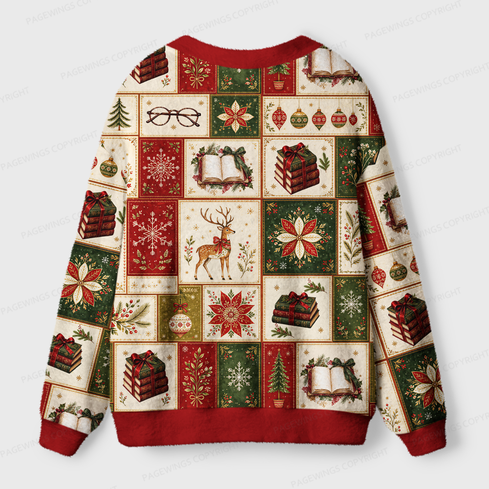 Pagewings Christmas Book Light Knit Unisex Cardigan Sweaters