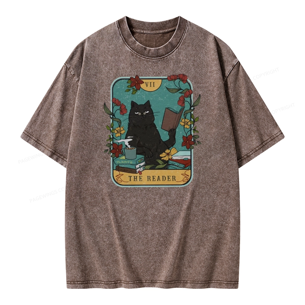 Pagewings The Reader Cat Unisex Washed T-shirt