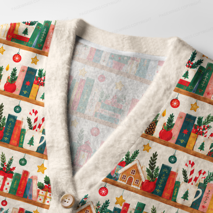 Pagewings Christmas Bookish Light Knit Unisex Cardigan Sweaters