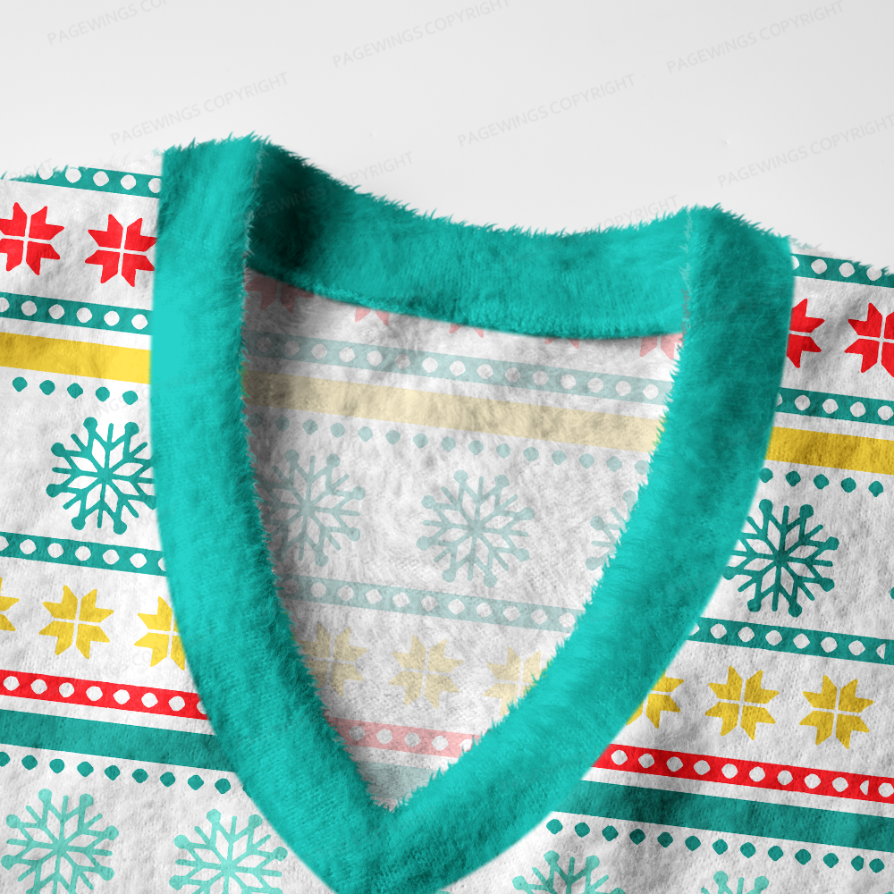 Pagewings Christmas Book V-Neck Ugly Knit Vest