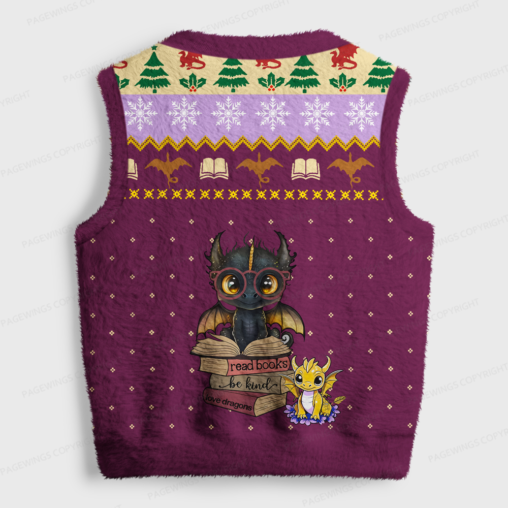 Pagewings Read Books Be Kind V-Neck Ugly Knit Vest