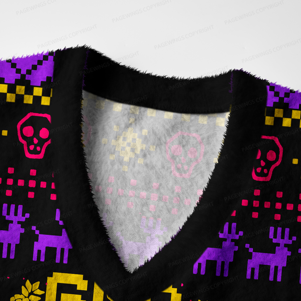 Pagewings God Dammit Donut V-Neck Ugly Knit Vest