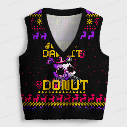 Pagewings God Dammit Donut V-Neck Ugly Knit Vest