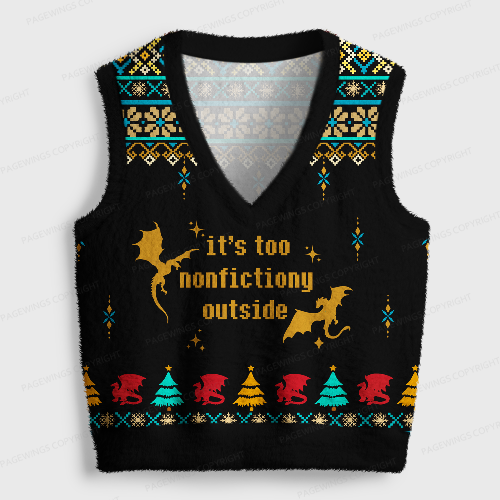 Pagewings It's Too Nonfictiony V-Neck Ugly Knit Vest