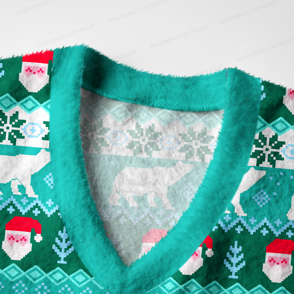 Pagewings Christmas Book Dragon V-Neck Ugly Knit Vest