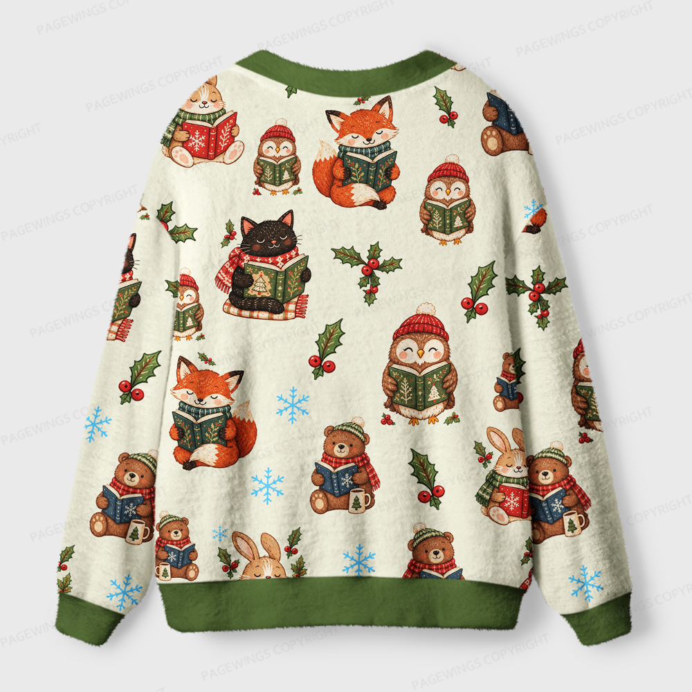 Pagewings Christmas animal Bookish Light Knit Unisex Cardigan Sweaters