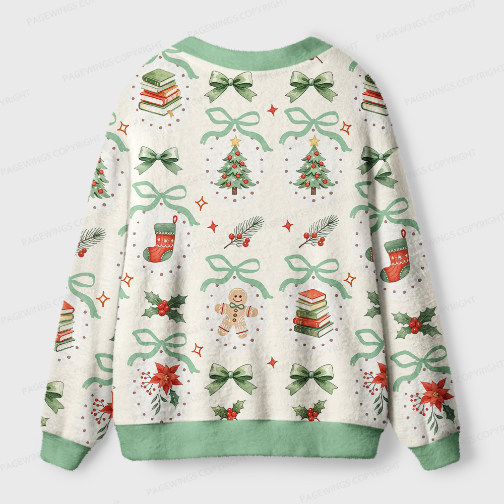 Pagewings Christmas Bookish Light Knit Unisex Cardigan Sweaters