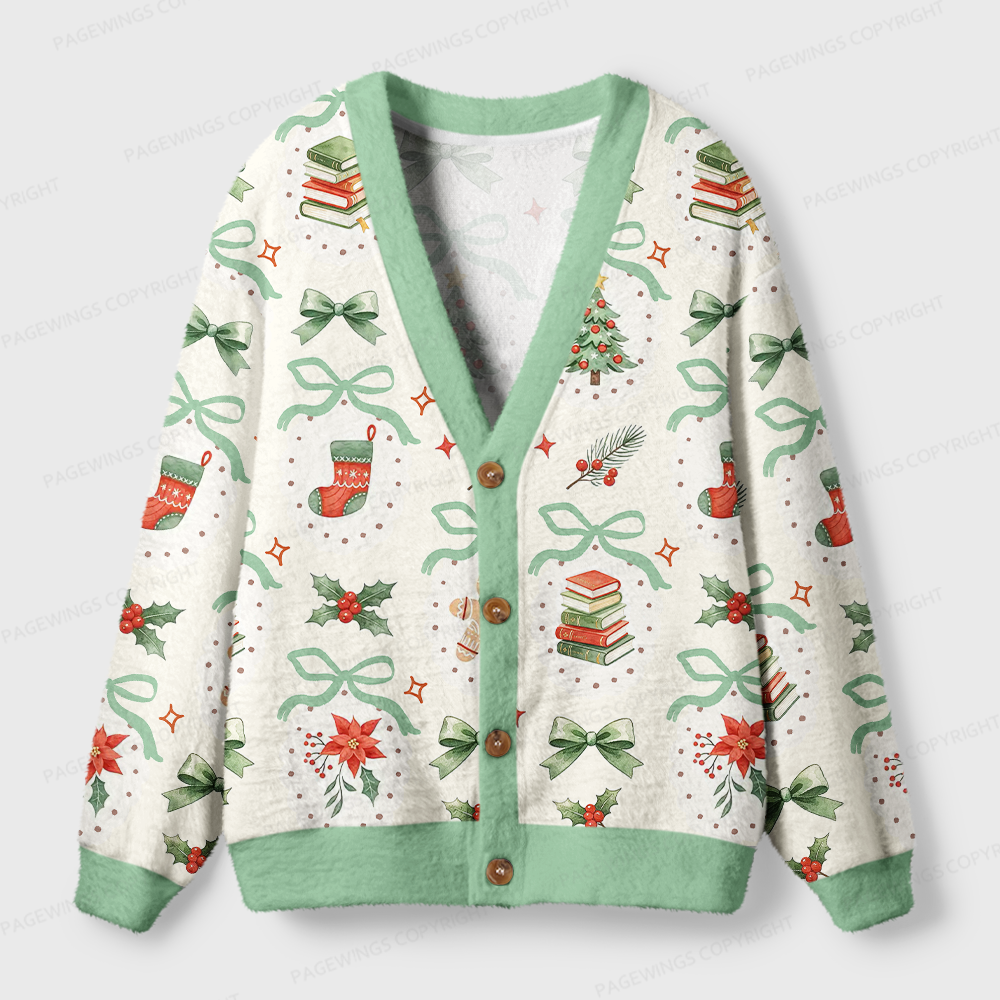 Pagewings Christmas Bookish Light Knit Unisex Cardigan Sweaters