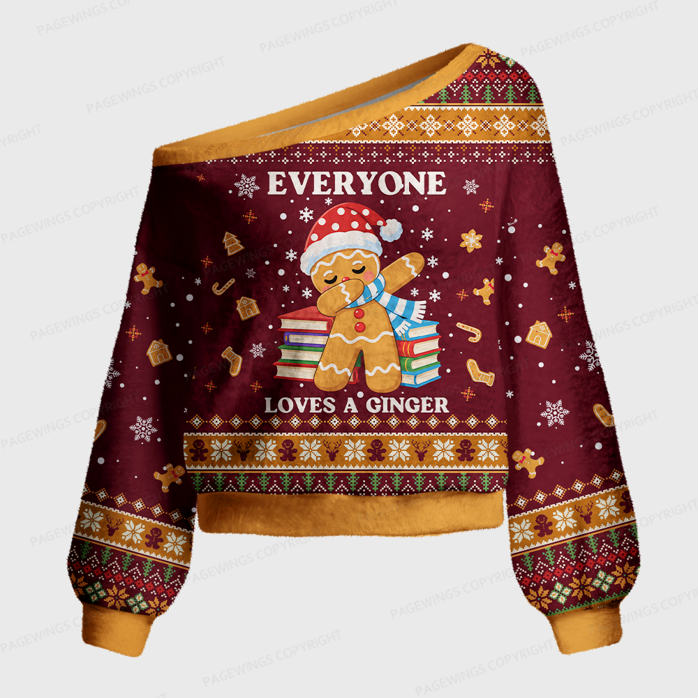 Pagewings Everyone Loves A Ginger Off Shoulder Ugly Knit Sweater