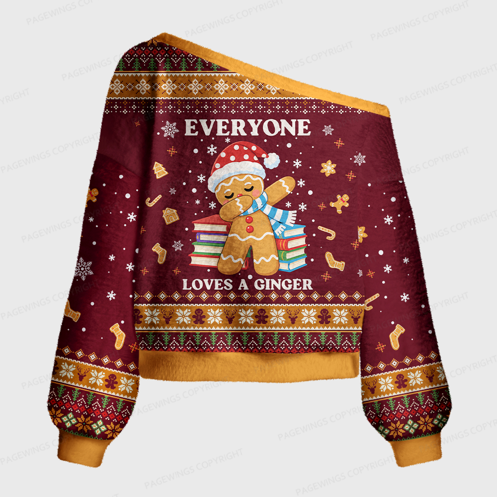 Pagewings Everyone Loves A Ginger Off Shoulder Ugly Knit Sweater