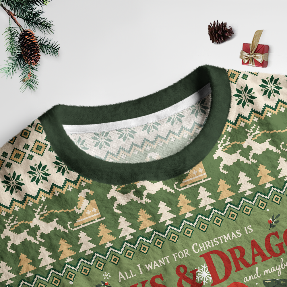 Pagewings Book & Dragons Unisex Ugly Light Knit Sweatshirt