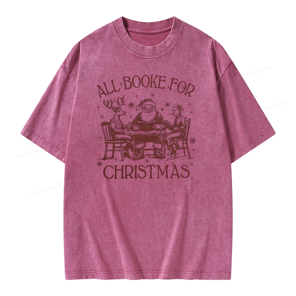 Pagewings Retro All Booked For Christmas Unisex Washed T-shirt