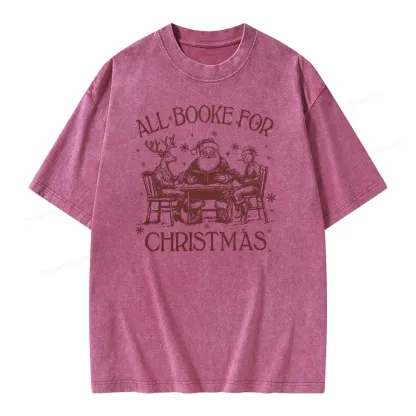 Pagewings Retro All Booked For Christmas Unisex Washed T-shirt