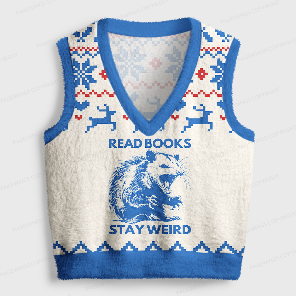 Pagewings Book Lover Women's V-Neck Ugly Knit Vest