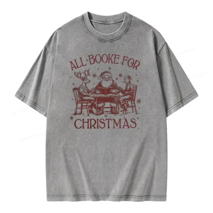Pagewings Retro All Booked For Christmas Unisex Washed T-shirt