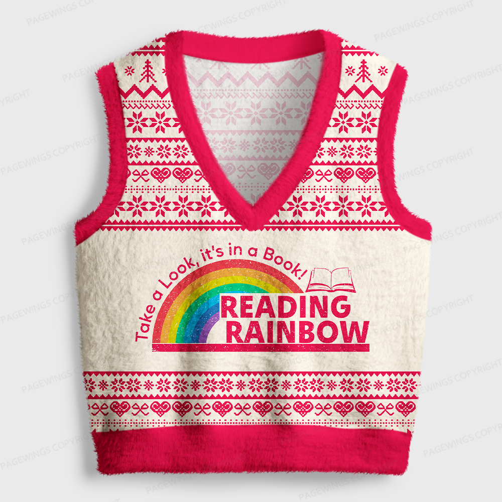 Pagewings Book Lover Women's V-Neck Ugly Knit Vest
