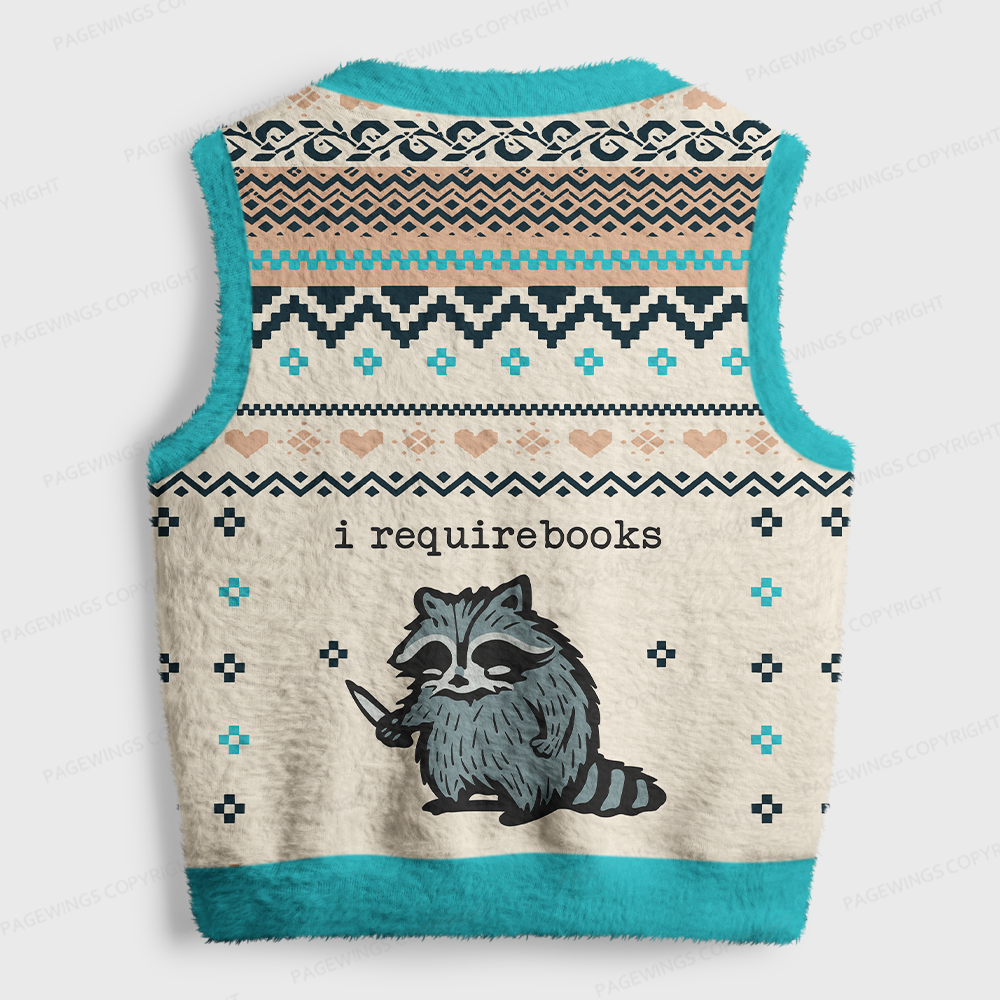 Pagewings Book Lover Women's V-Neck Ugly Knit Vest
