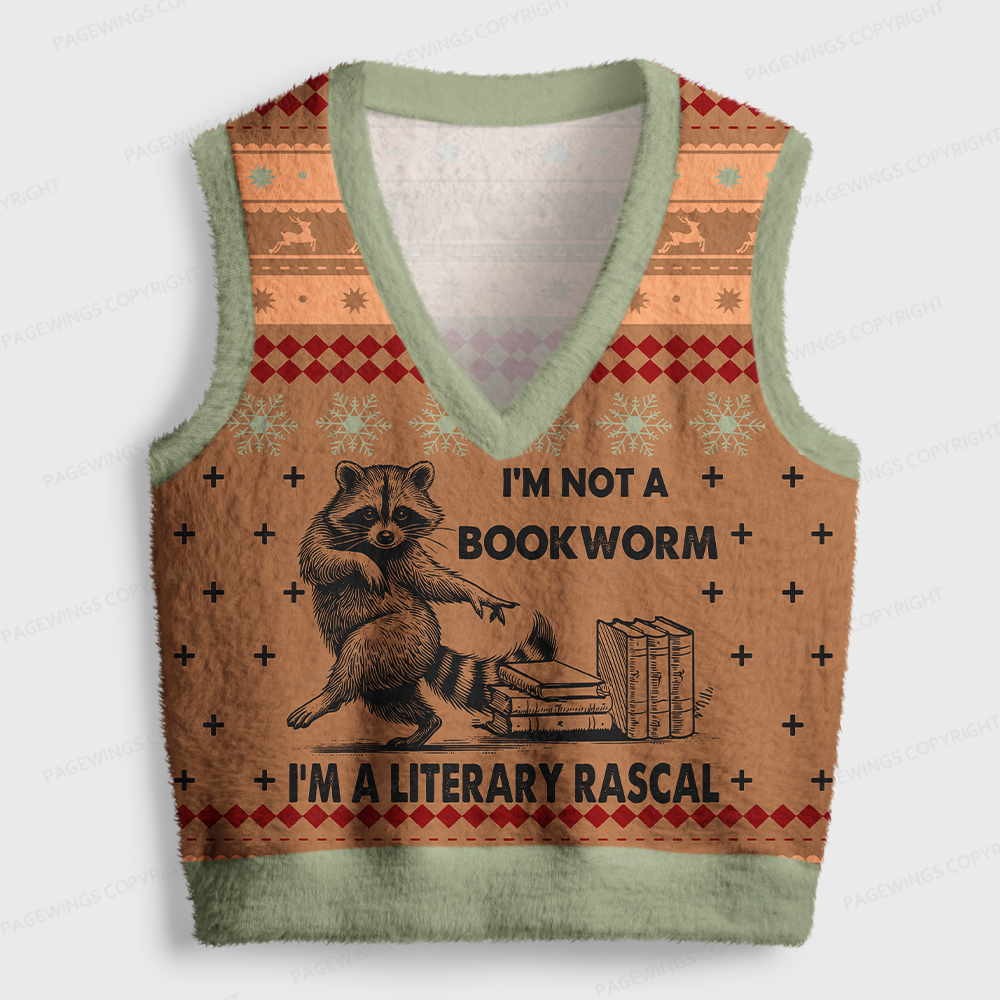 Pagewings Book Lover Women's V-Neck Ugly Knit Vest