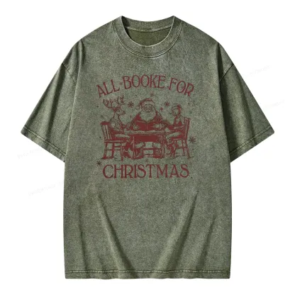 Pagewings Retro All Booked For Christmas Unisex Washed T-shirt