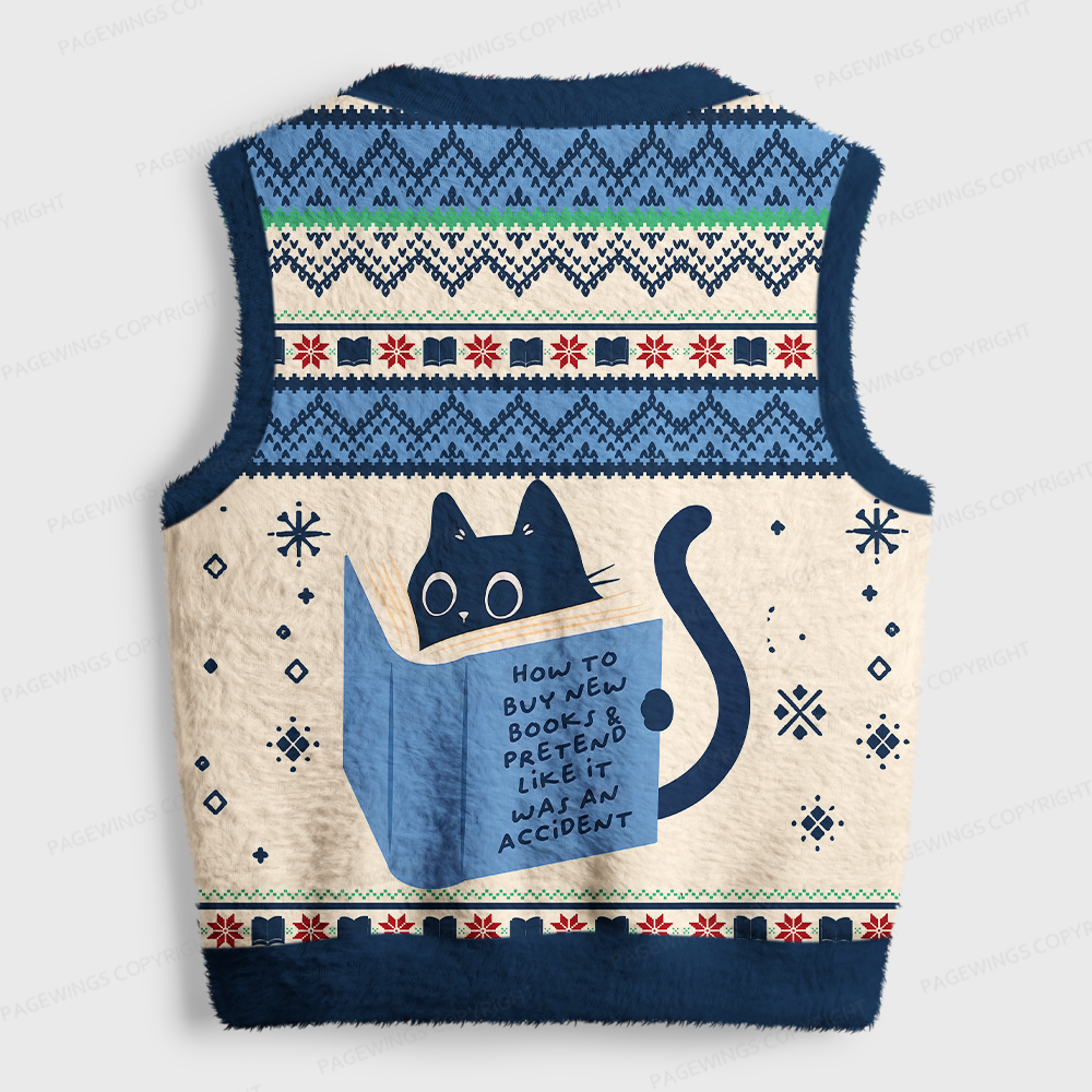 Pagewings Read Books Women's V-Neck Ugly Knit Vest