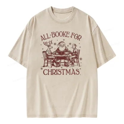 Pagewings Retro All Booked For Christmas Unisex Washed T-shirt