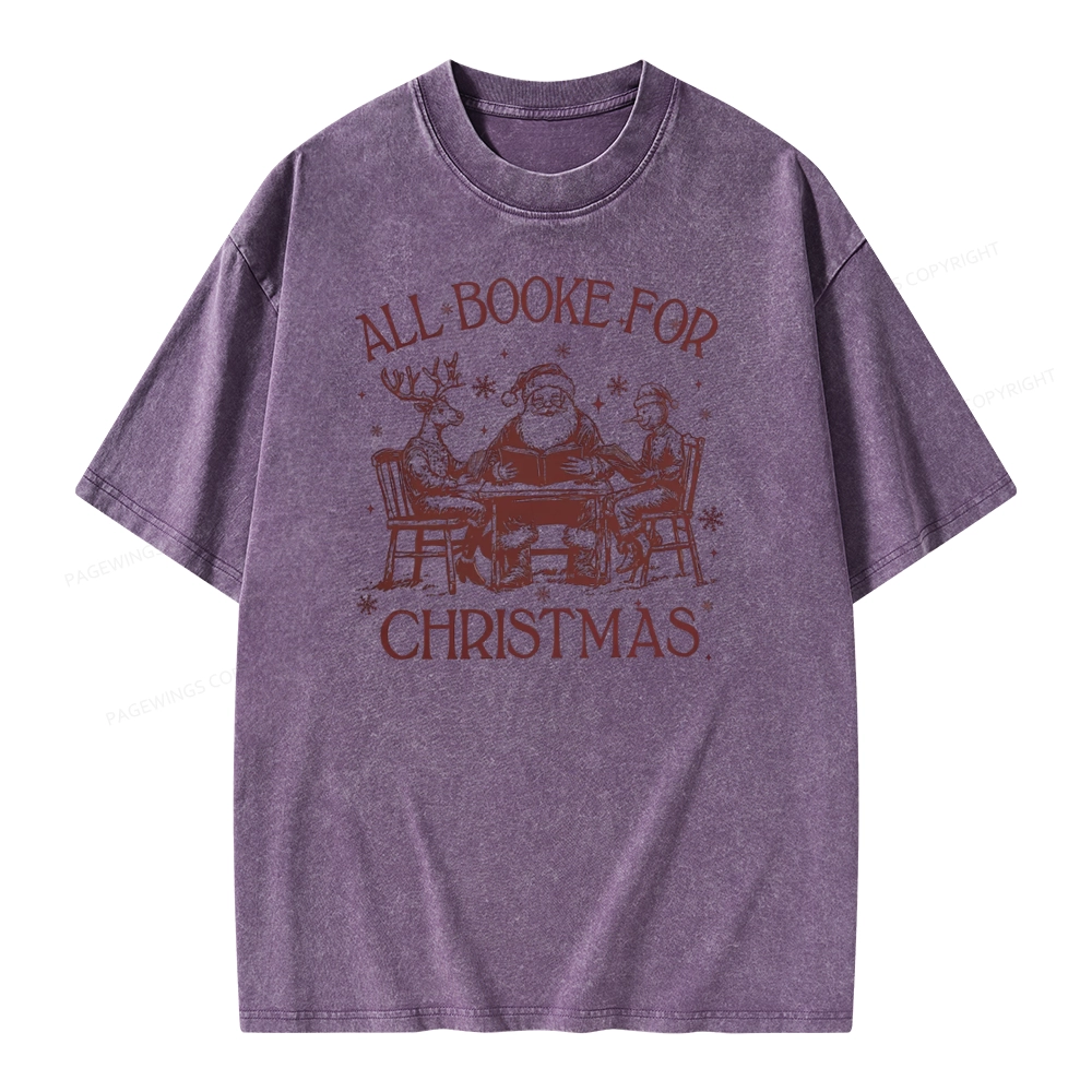 Pagewings Retro All Booked For Christmas Unisex Washed T-shirt