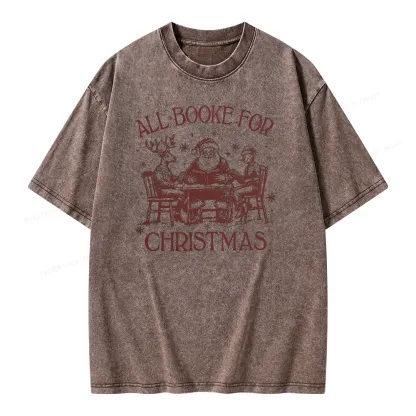 Pagewings Retro All Booked For Christmas Unisex Washed T-shirt