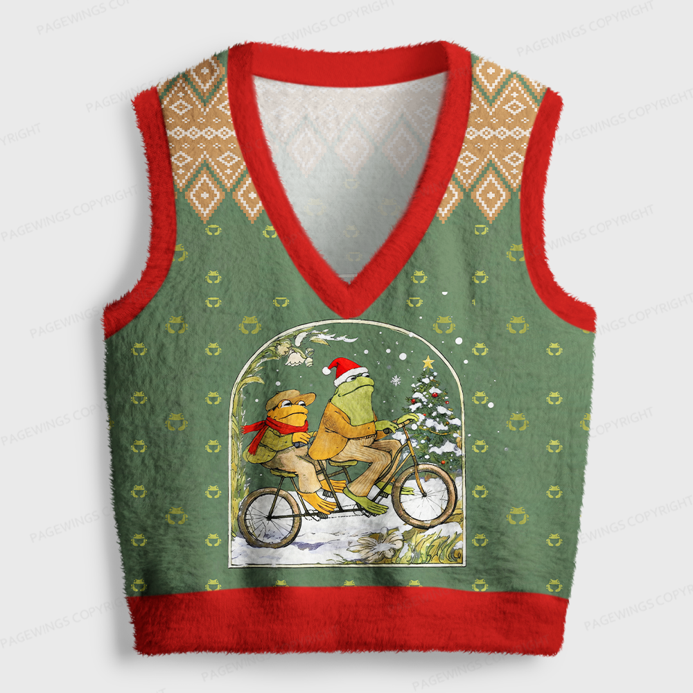 Pagewings Bookish Vibe Women's V-Neck Ugly Knit Vest