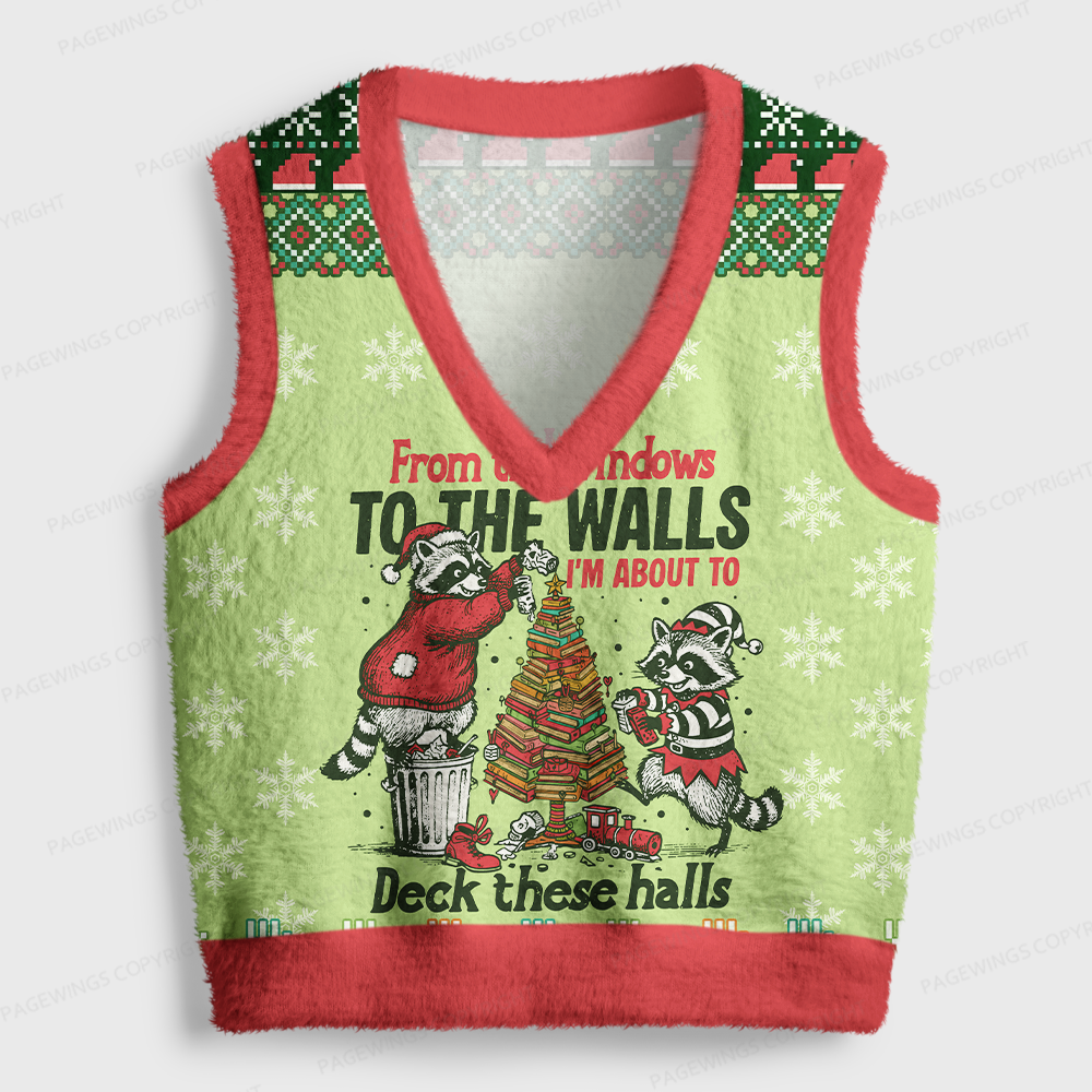 Pagewings Bookish Vibe Women's V-Neck Ugly Knit Vest