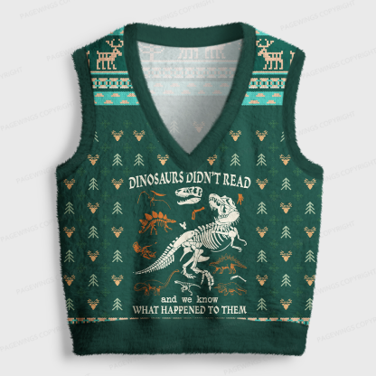 Pagewings Bookish Vibe Women's V-Neck Ugly Knit Vest