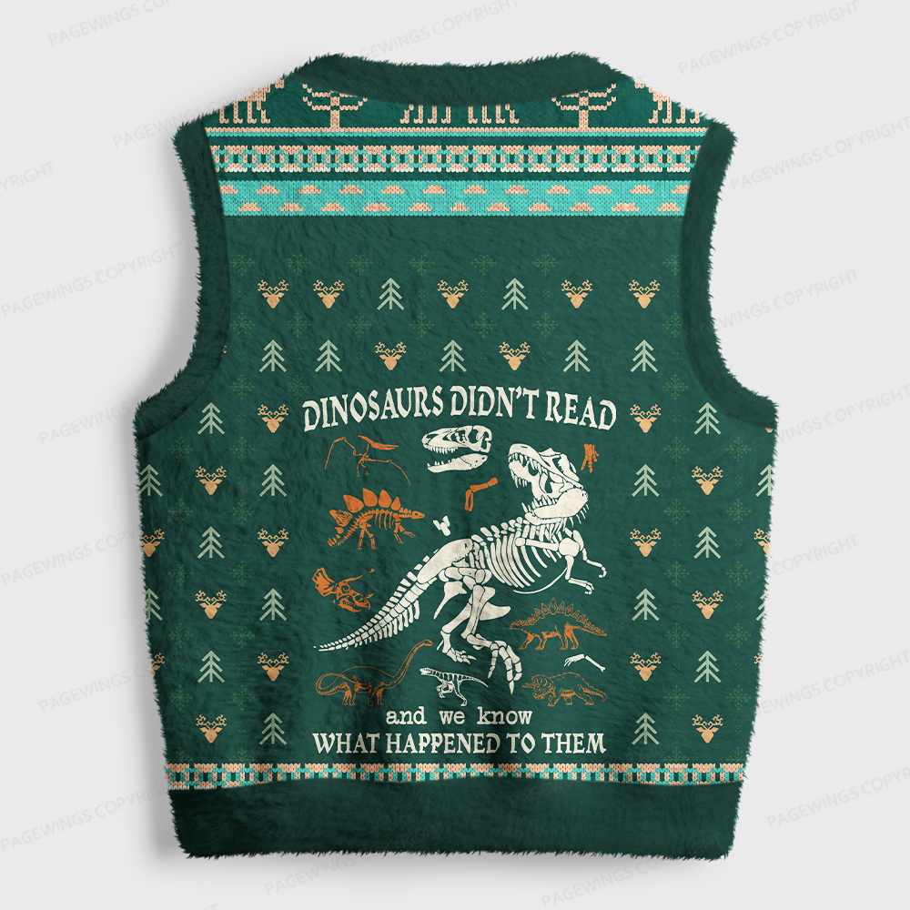 Pagewings Bookish Vibe Women's V-Neck Ugly Knit Vest