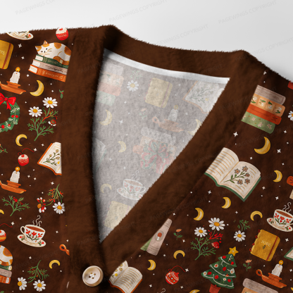 Pagewings Christmas Bookish Light Knit Unisex Cardigan Sweaters