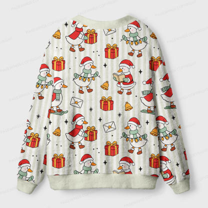 Pagewings Christmas Book Goose Light Knit Unisex Cardigan Sweaters