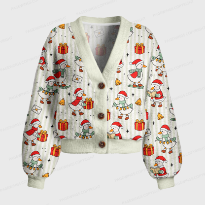 Pagewings Christmas Book Goose Women's Cardigan Sweater