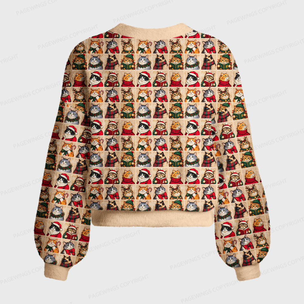Pagewings Christmas Bookish Women's Cardigan Sweater