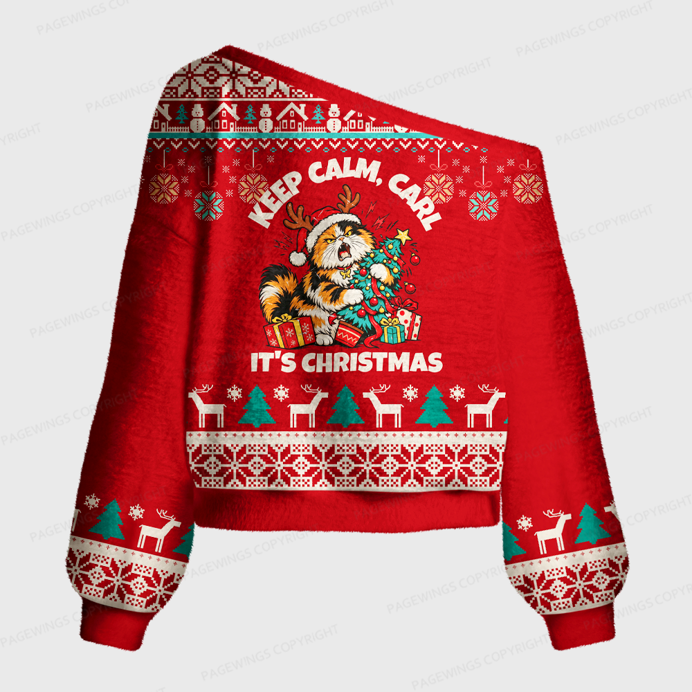 Pagewings Sci Fi Book Lover Off Shoulder Ugly Knit Sweater
