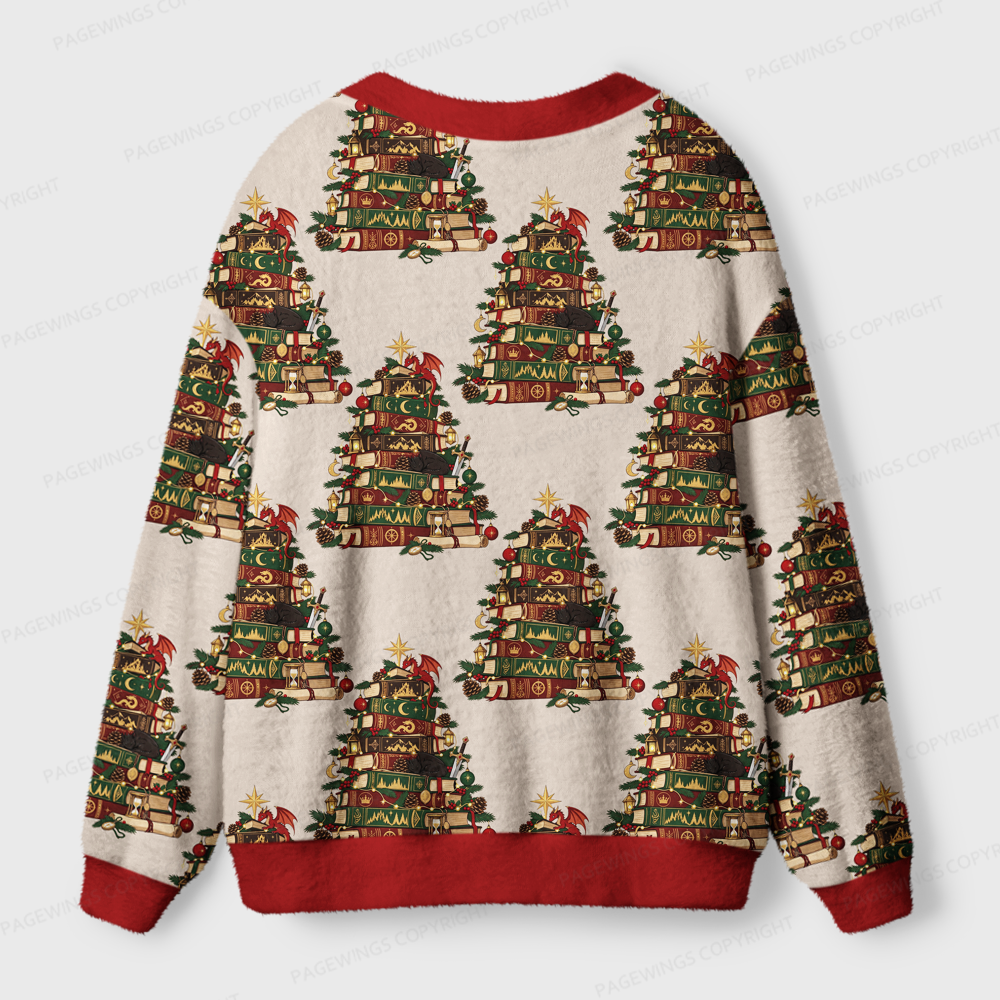 Pagewings Christmas Book Dragon Light Knit Unisex Cardigan Sweaters