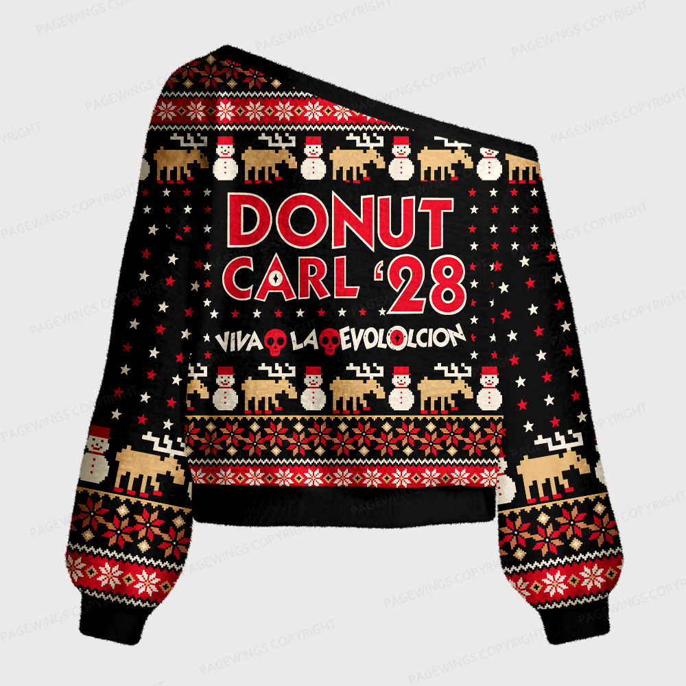 Pagewings Sci Fi Book Lover Off Shoulder Ugly Knit Sweater