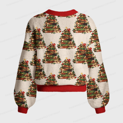 Pagewings Christmas Book Dragon Women's Cardigan Sweater